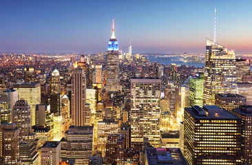 Foto op Plexiglas De stad New York & 39 s nachts, Manhattan, VS © TTstudio