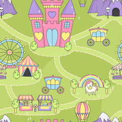 Princess castle seamless play mat activity game for girls.