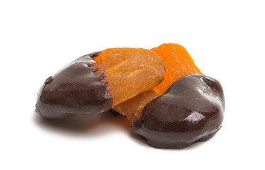 fruits in chocolate isolated