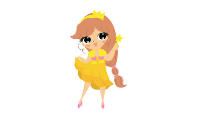 cute princess girl cartoon vector