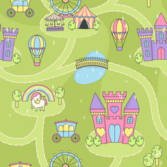 Princess castle seamless play mat activity game for girls.