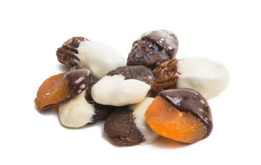 fruits in chocolate isolated