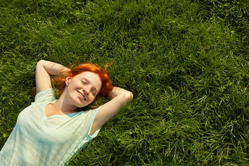 relaxing redhead girl