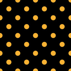 Seamless background with gold dots on black background. Vector.