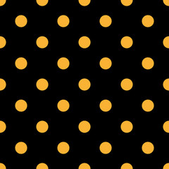Seamless background with gold dots on black background. Vector.