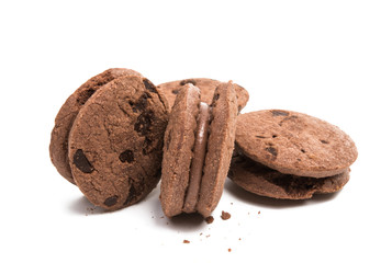 chocolate chip cookie with drops isolated