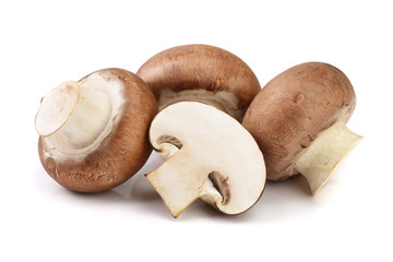 Royal Brown champignon with half isolated on white background