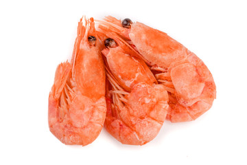 Red cooked prawn or shrimp isolated on white background