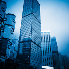 Obraz premium China,Hong Kong,modern skyscrapers,blue toned.