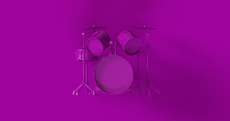 Purple Drum Kit 3d illustration	
