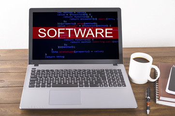 Fototapeta premium Laptop with an image on the 