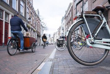 Obraz premium bicycle transport in dutch city of utrecht in the netherlands