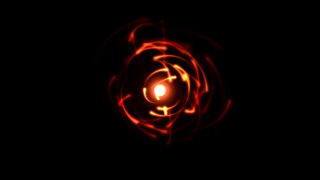 Atomic Science Rotating Particle Electron Animation - Seamless Loop Red