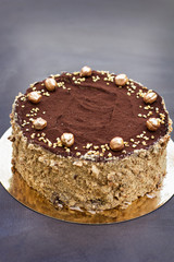 Chocolate cake, a beautifully decorated cake, a piece of cake.