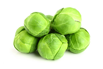 Brussels sprouts isolated on white background closeup