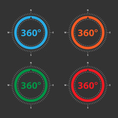 Color compass for geolocation applications. Vector compass icons.