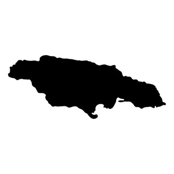 black silhouette country borders map of Jamaica on white background of vector illustration