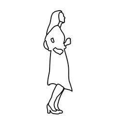 vector, isolated sketch of a girl dancing on a white background