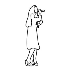 vector, isolated sketch girl singing