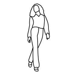 isolated sketch girl is walking