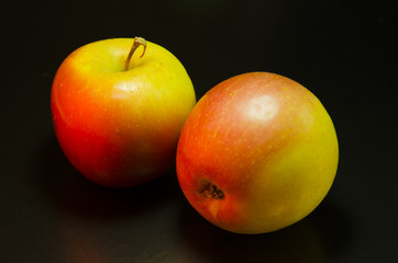 Apples on a black background