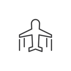 Plane outline icon. linear style sign for mobile concept and web design. Flying aircraft simple line vector icon. Symbol, logo illustration. Pixel perfect vector graphics