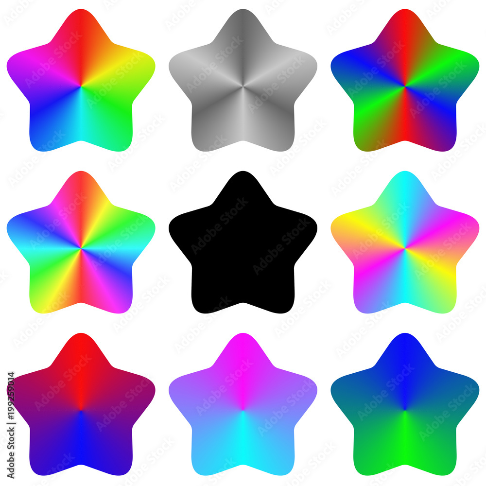 Poster abstract isolated gradient rainbow star set for rating system