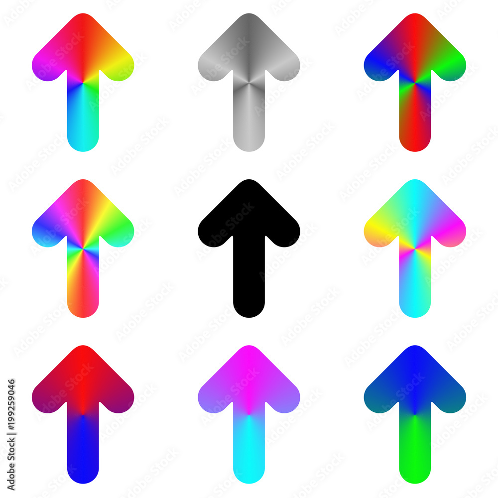 Poster rounded gradient rainbow arrow icon design set
