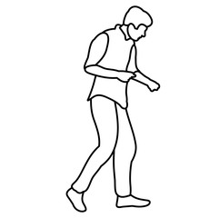 vector, isolated sketch of a guy dancing