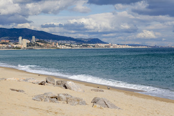 Beach of Badalona, Catalonia, Spain.