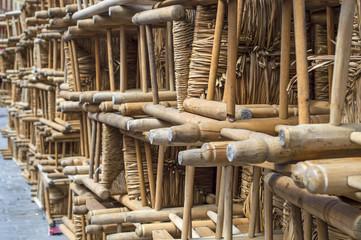 Sillas de Enea, preparadas para las procesiones de Semana Santa en Sevilla / Enea's chairs, prepared for the processions of Holy Week in Seville, Andalucía, España