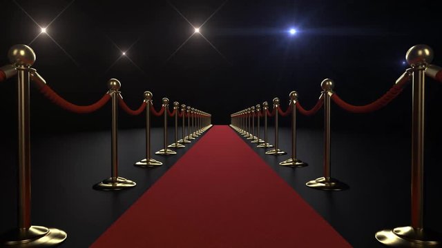 Red carpet and flashing lights