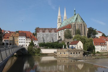 Fototapeta na wymiar Blick über die Neiße auf die Görlitzer Altstadt