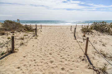 Fototapeta na wymiar Mediterranean beach in Torredembarra,Costa Dorada,Catalonia,Spain.