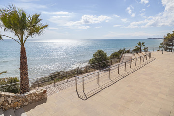 Mediterranean view from lookout in Roda de Bera,Costa Dorada,Catalonia,Spain.