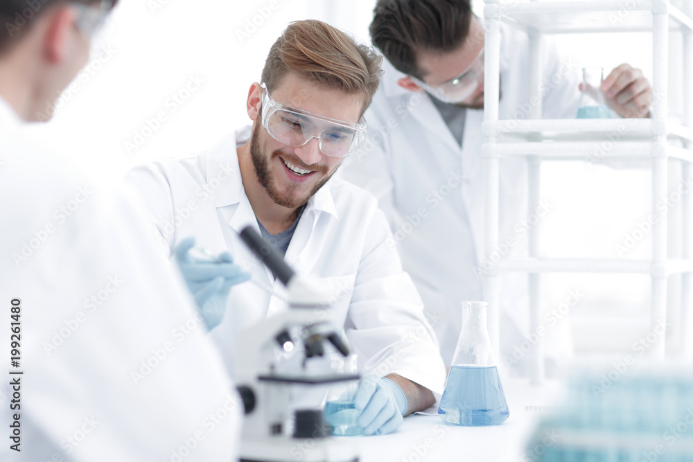 Wall mural background image science team in the lab