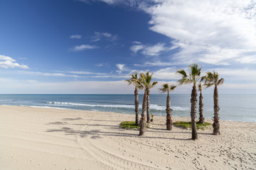 Mediterranean beach, Costa Dorada, Catalonia, Spain.
