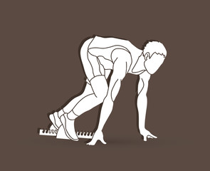 Running action, Marathon Runner, Start running graphic vector.