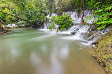 Noppiboon waterfall in Tropical Rain Forest at  Sangkhlaburi , Kanchanaburi Province, Thailand