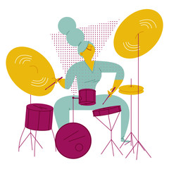 ENJOYING MUSIC WITH RHYTHM. HAPPY DRUMMER.
Serie of funny illustrations with cool musicians and instruments.