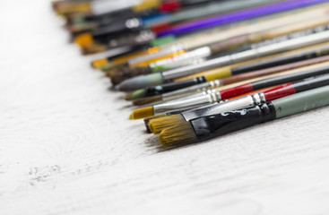 Fototapeta premium Row of artist paint brushes