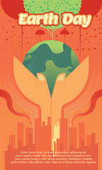 Earth day poster template. vector illustration
