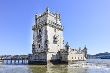 Fototapeta na wymiar Belem tower. Ancient defensive fortress in lisbon