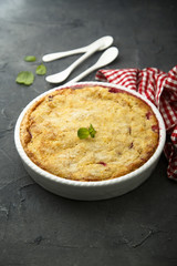 Homemade clafoutis dessert with berries