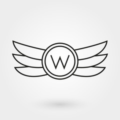 Wings icon. Winged logo and emblem collection. Company, army or aviation wing badge template. Vector illustration.