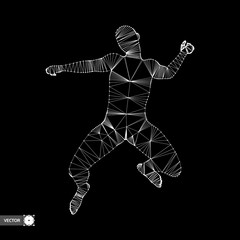 Leadership concept. Jumping man. Emblem for sport championship. Vector illustration.