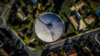 Aerial view from drone on the city Bordeaux, France. Beautiful view, sunny day.