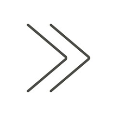 Double chevrons icon vector. Fast forward, next, skip line symbol.