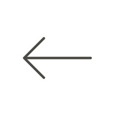 Left arrow icon, previous vector. Line back symbol.
