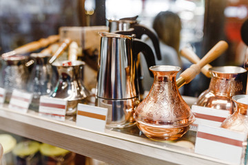 antique Oriental Turkish copper coffee Turks for sale